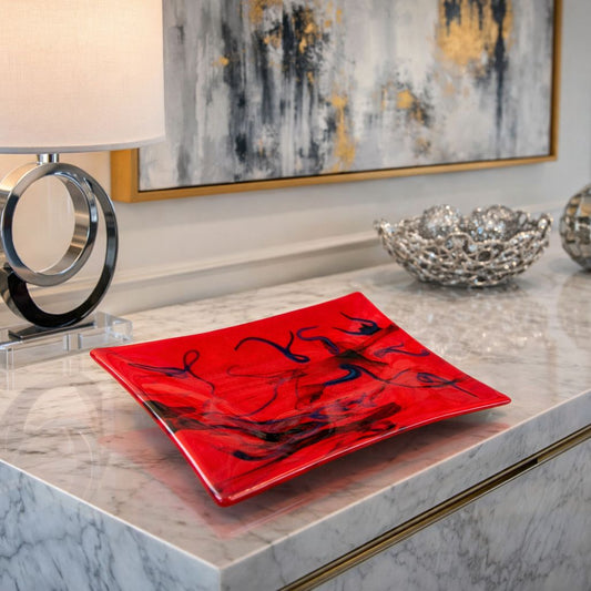 Custom-Made Glass Fused Rectangle Tray