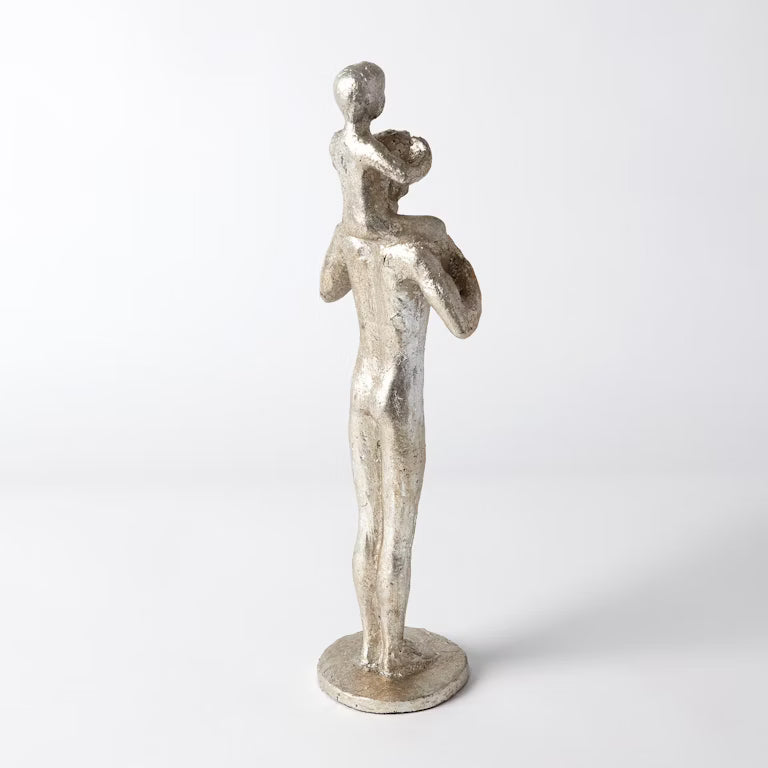 Dad and Son Sculpture - Silver Leaf