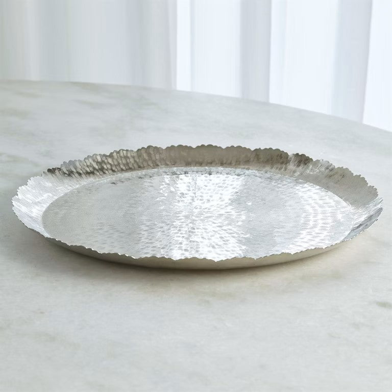 Hammered Round Tray - Nickel