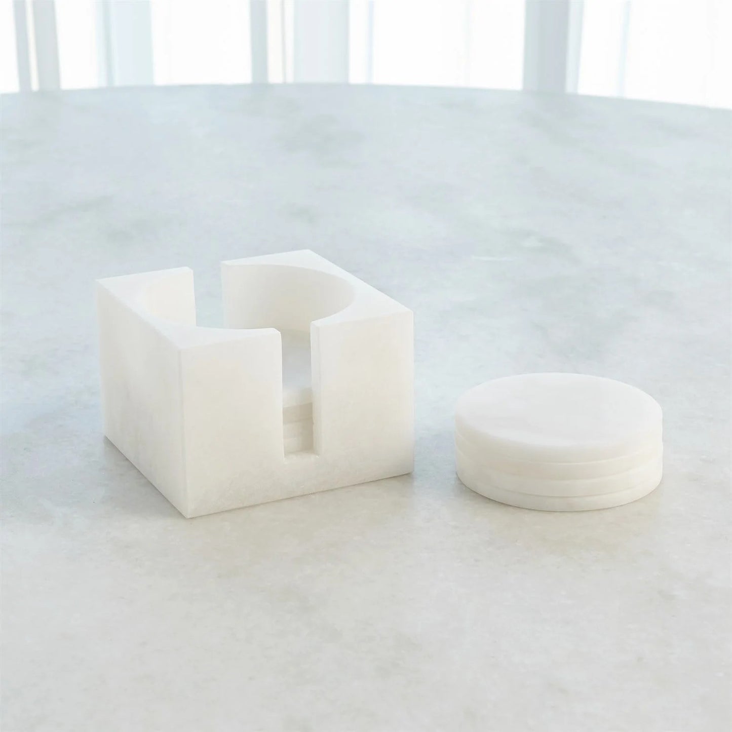 Alabaster Coasters w/Holder - Set of 8