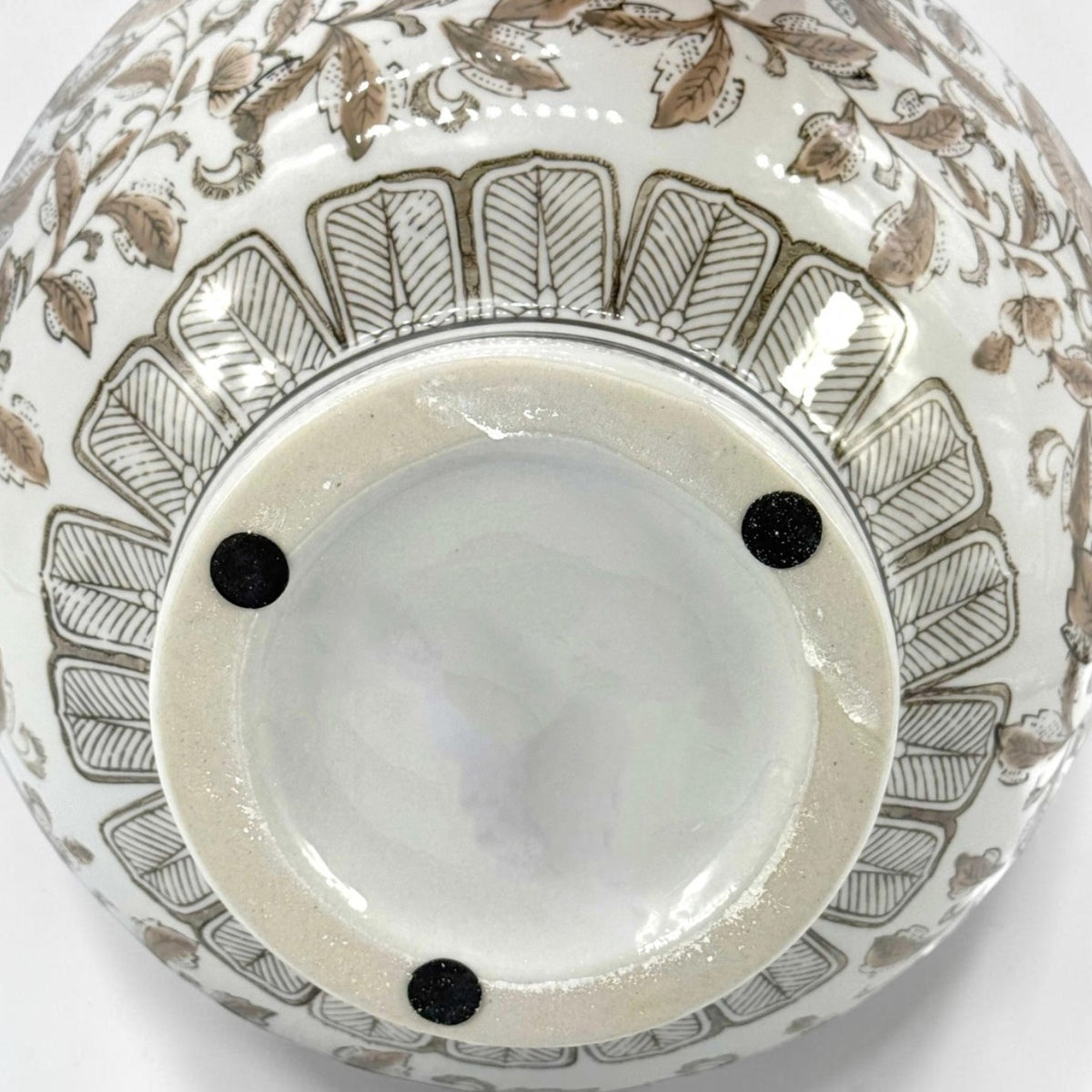 Brown Floral Chinoiserie Ceramic Globe Vase