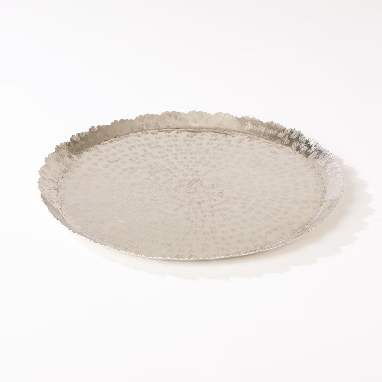 Hammered Round Tray - Nickel