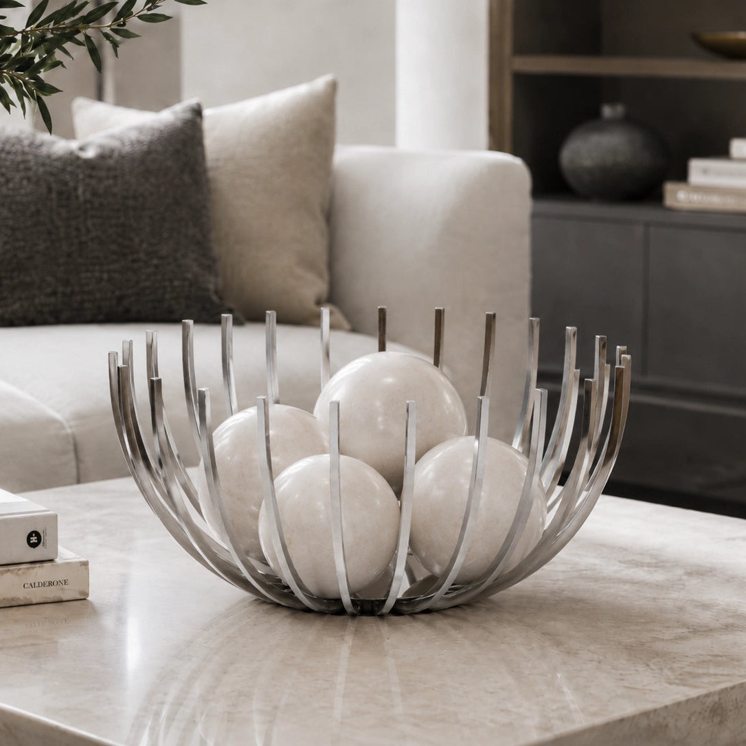 White Marble Spheres - Set of 2