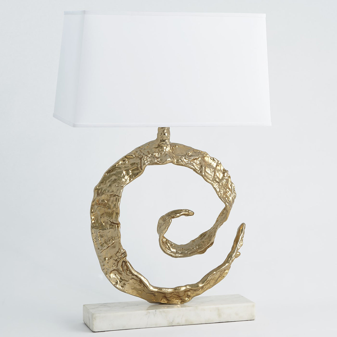 Brass Swirl Lamp w/ White Marble