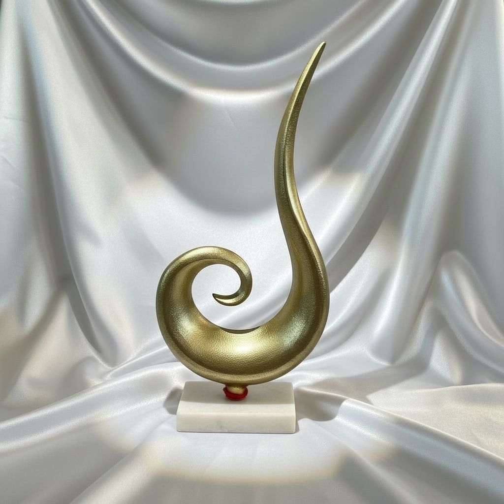 Antique Polished Brass Sculpture - Marble Base