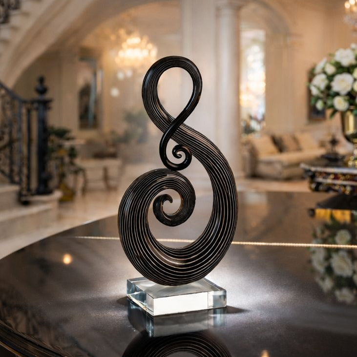 The Note - Black & White Murano Style Art Glass