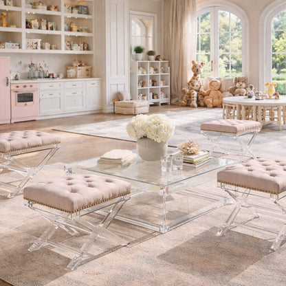 Soho Clear Acrylic Tufted Bench