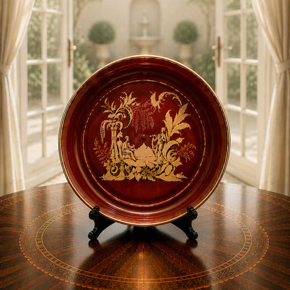 20” Chinoiserie Tole Tray & Stand