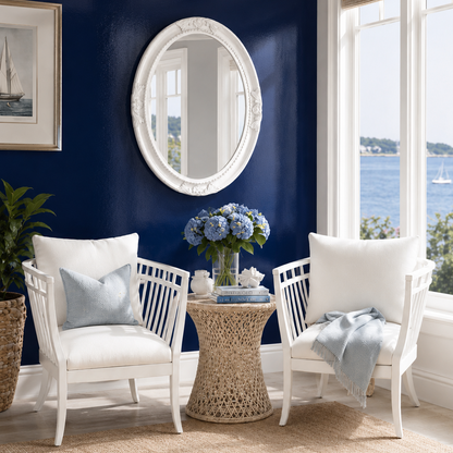 Oval Mirror White Wood Frame
