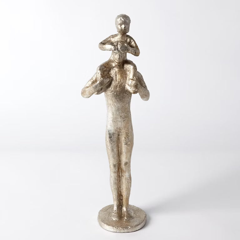 Dad and Son Sculpture - Silver Leaf