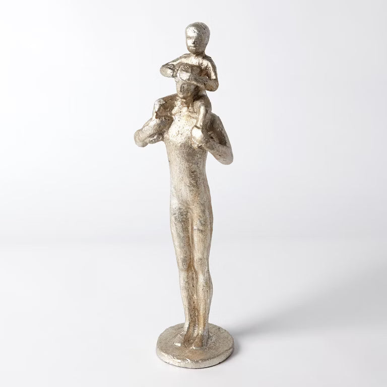 Dad and Son Sculpture - Silver Leaf