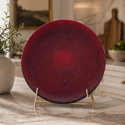 Noel Glass Platter - Red Glitter