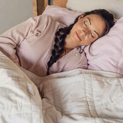 Weighted Blanket Throw - Pebble White - 12lbs