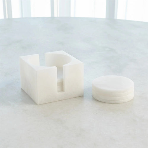 Alabaster Coasters w/Holder - Set of 8