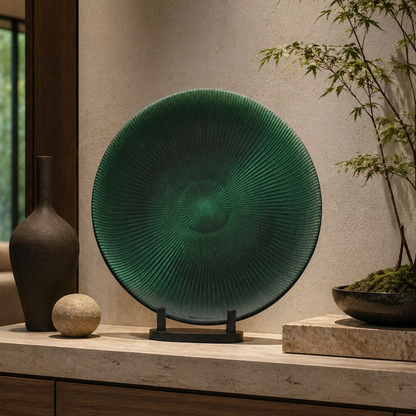 Noel Glass Platter - Pine Green Glitter
