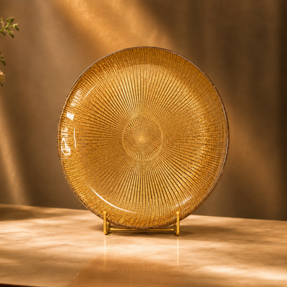 Noel Glass Platter - Gold Glitter