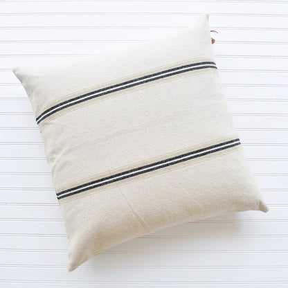 New French Cotton Pillow w/ Black Stripes