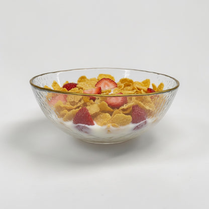Gold Trim Hammered Glass Bowls (Set of 6)