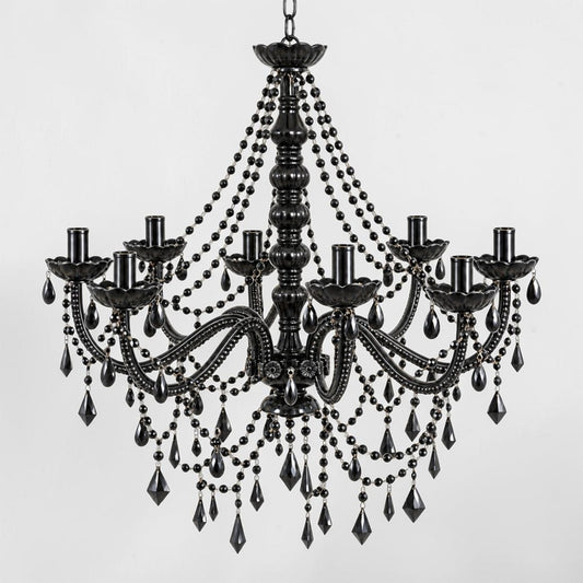 29" Black Crystal 8-light Chandelier