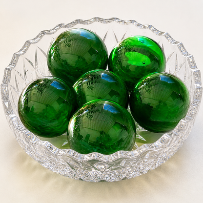 Recycled Glass Balls - Set of 6 - Green
