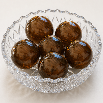 Recycled Glass Balls - Set of 6 - Amber