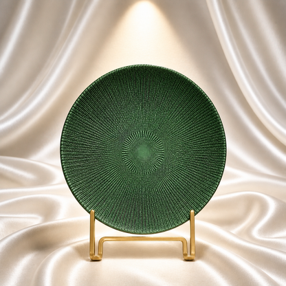 Noel Glass Platter - Pine Green Glitter