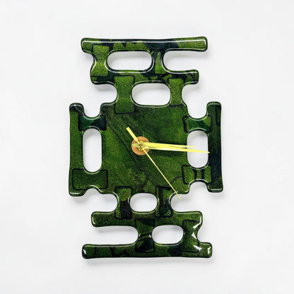 Custom-Made Glass Fused Green Clock