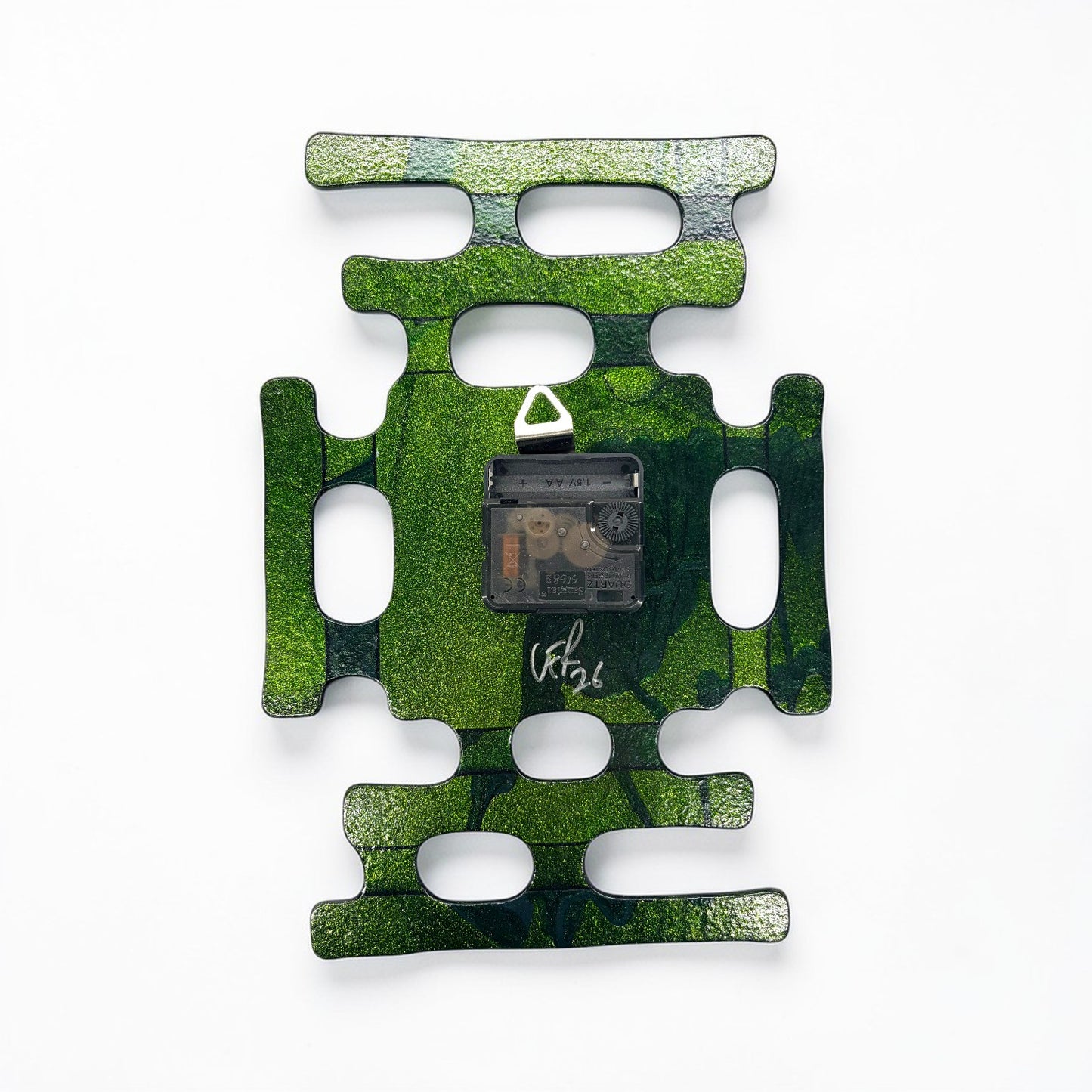 Custom-Made Glass Fused Green Clock