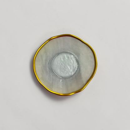 Gold Trim Hammered Small Glass Plates & Bowls (Set of 12)