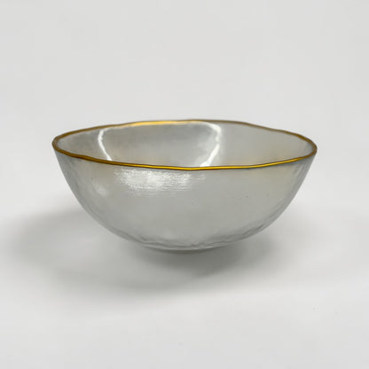 Gold Trim Hammered Glass Bowls (Set of 6)