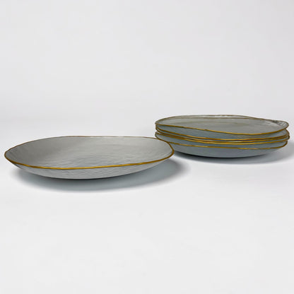Gold Trim Glass Dinner Plates (Set of 6)