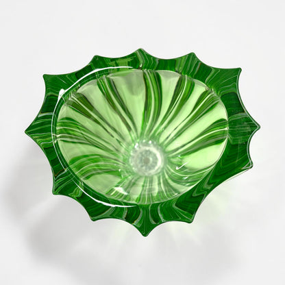 Green Bohemian Crystal Footed Flower Vase