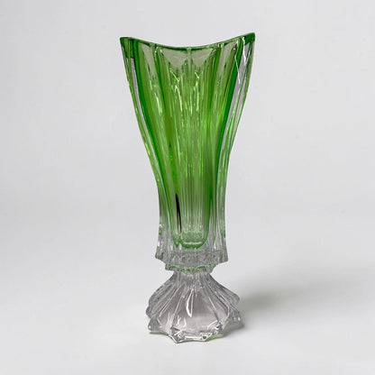 Green Bohemian Crystal Footed Flower Vase
