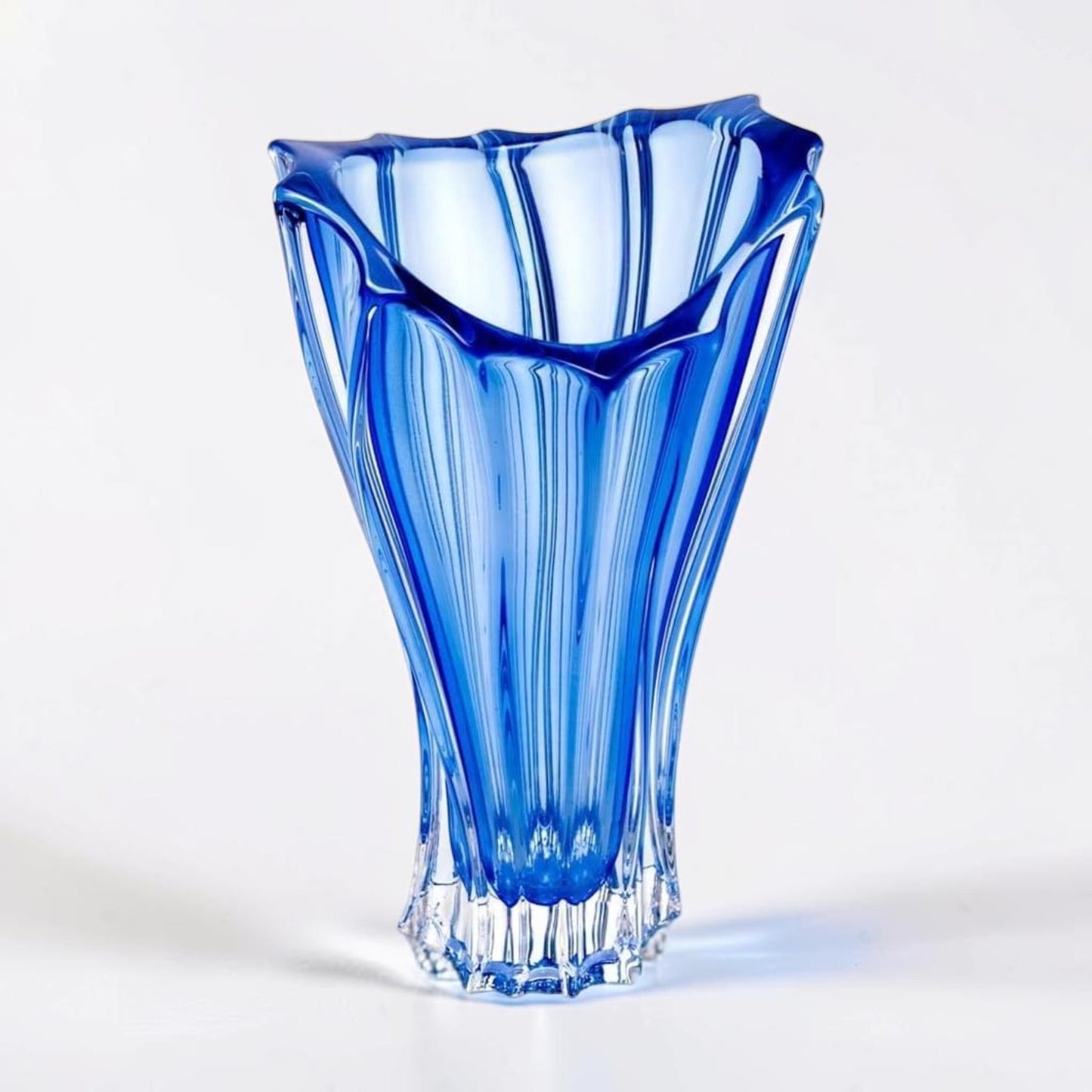 Blue Bohemian Crystal Flower Vase