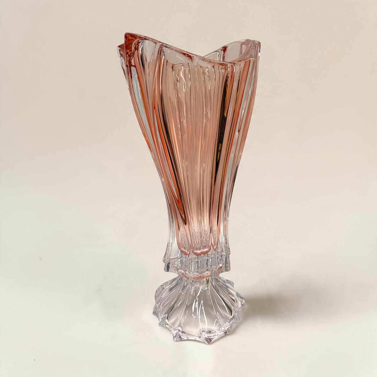 Pink Bohemian Crystal Footed Flower Vase