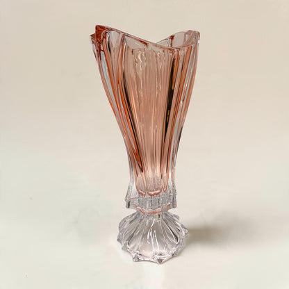 Pink Bohemian Crystal Footed Flower Vase