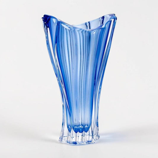 Blue Bohemian Crystal Flower Vase