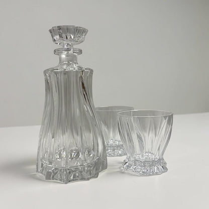 Bohemian Crystal Whiskey Decanter & 2 Glasses