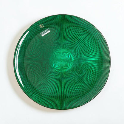 Noel Glass Platter - Pine Green Glitter