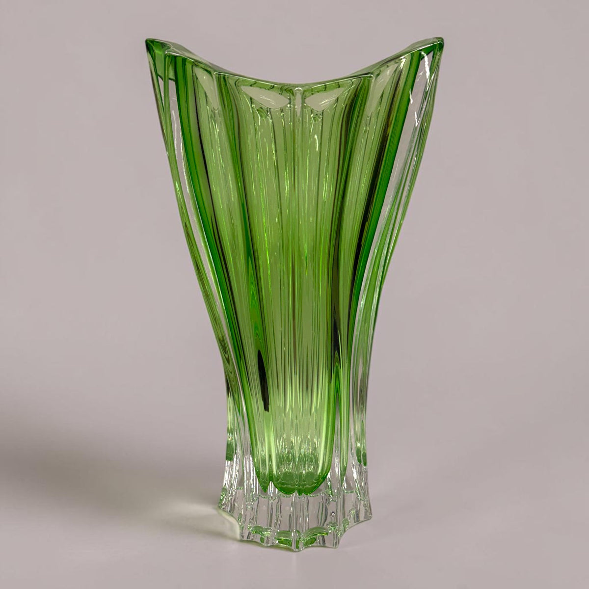 Green Bohemian Crystal Flower Vase