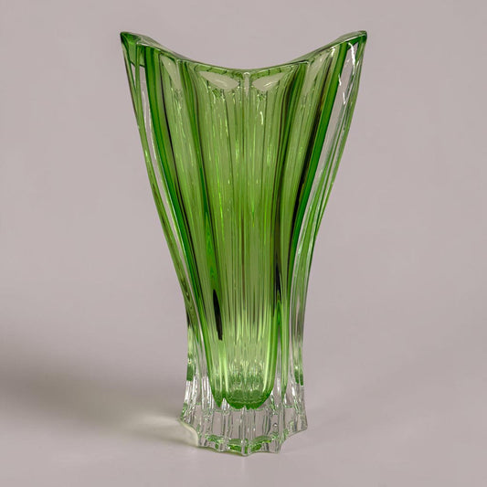 Green Bohemian Crystal Flower Vase