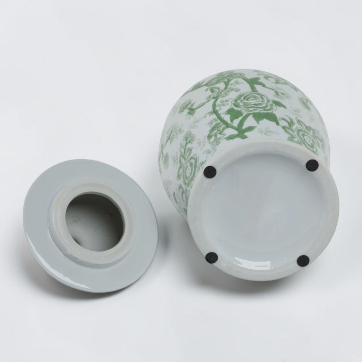 18" Green Ceramic Bird Flower Jar