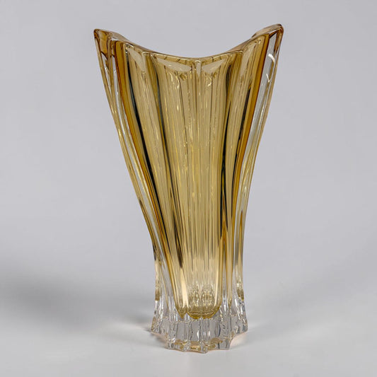 Amber Bohemian Crystal Flower Vase