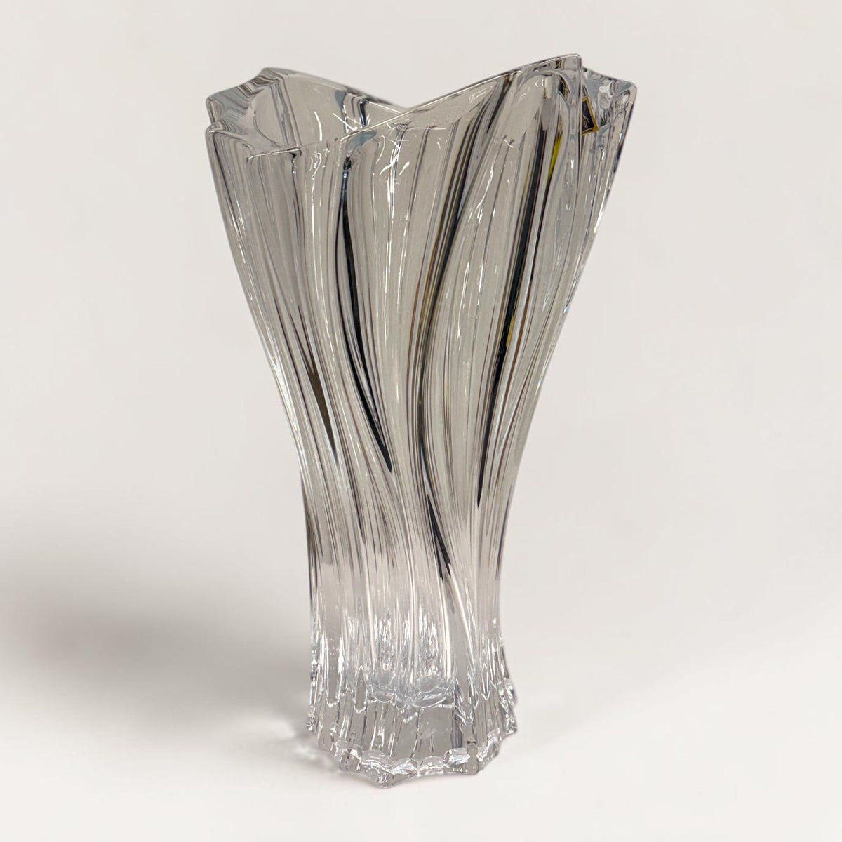 Clear Bohemian Crystal Flower Vase