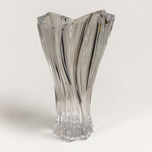 Clear Bohemian Crystal Flower Vase