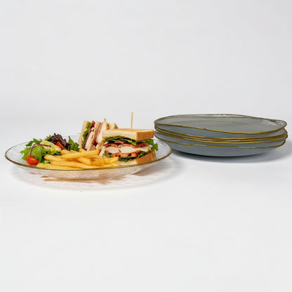 Gold Trim Glass Dinner Plates (Set of 6)