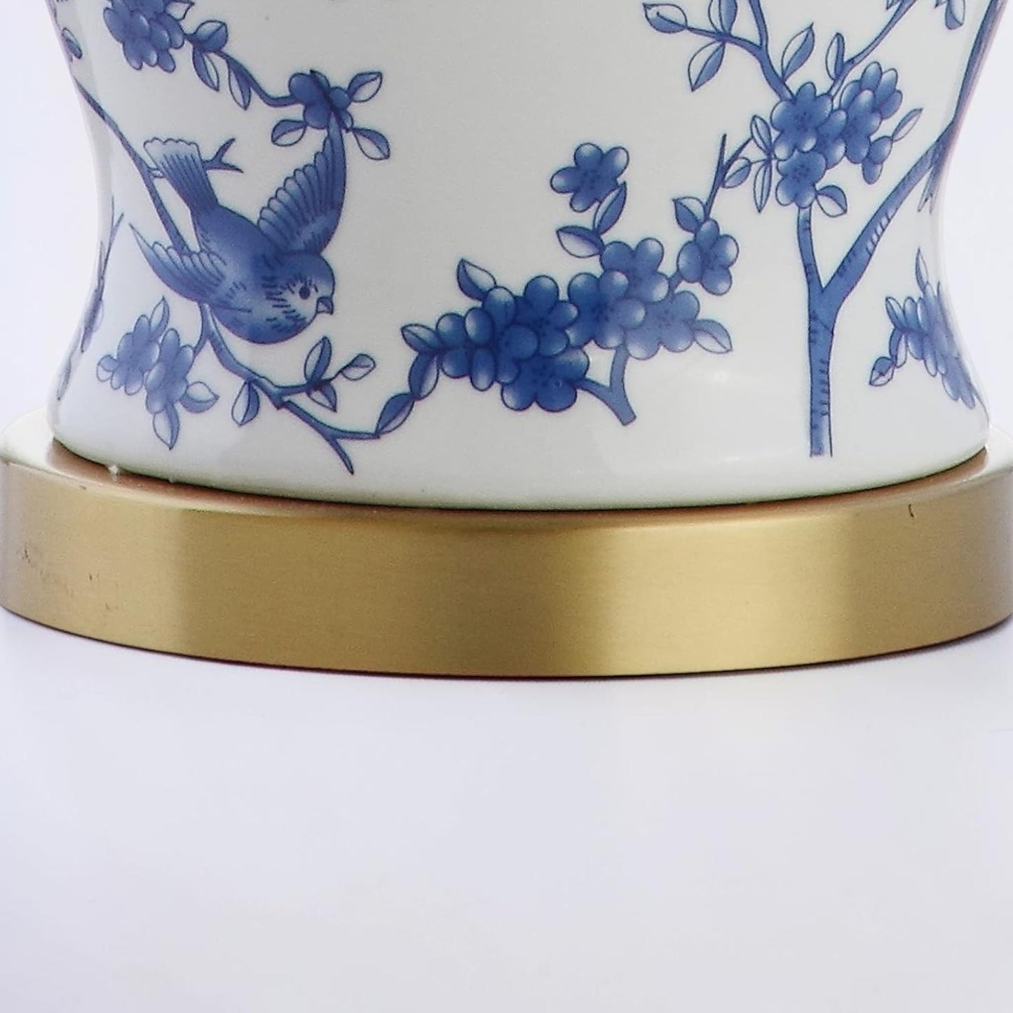 22" Blue & White Ceramic Tabletop Lamp - LED