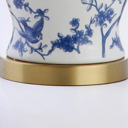 22" Blue & White Ceramic Tabletop Lamp - LED