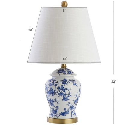 22" Blue & White Ceramic Tabletop Lamp - LED