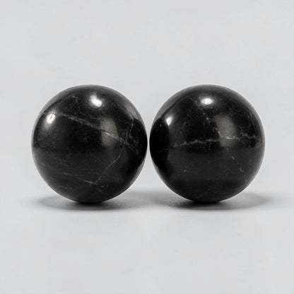 Black Marble Spheres - Set of 2